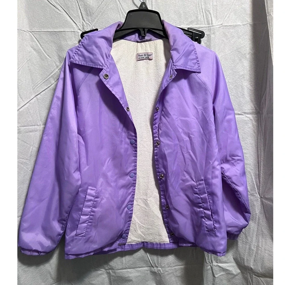 VTG Nylon‎ Coach Jacket Snap Front Lightweight Lavender Purple Small Egyptian